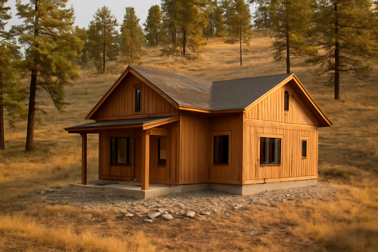 Colorado Springs foothill home with cleared defensible space zone and thinned pine trees