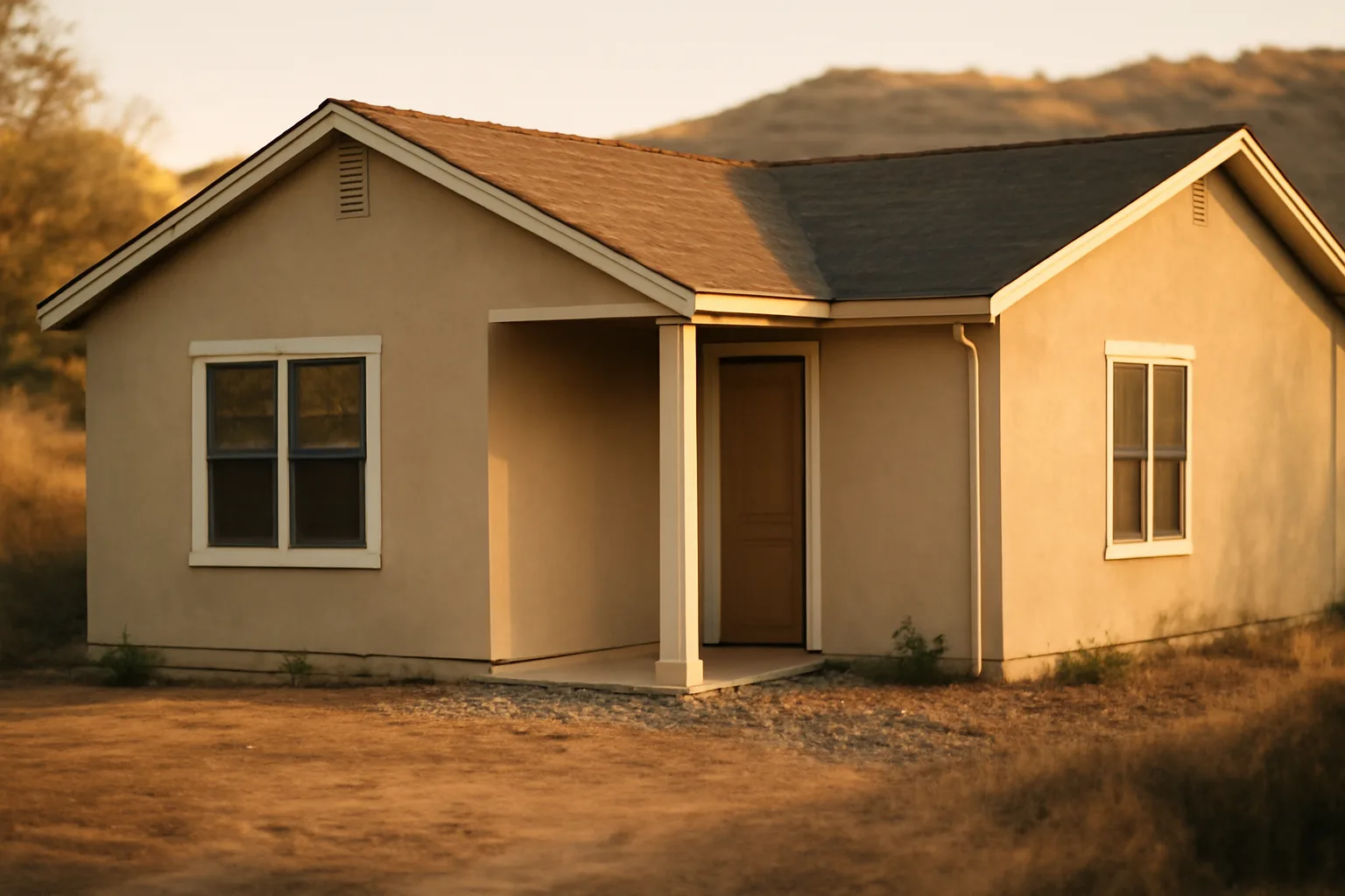 Fire resistant home plan showing gravel zone 0 clearance around a house foundation