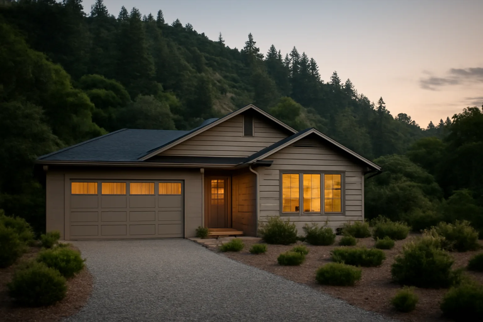 Home with cleared defensible space zones against a forested Douglas County hillside