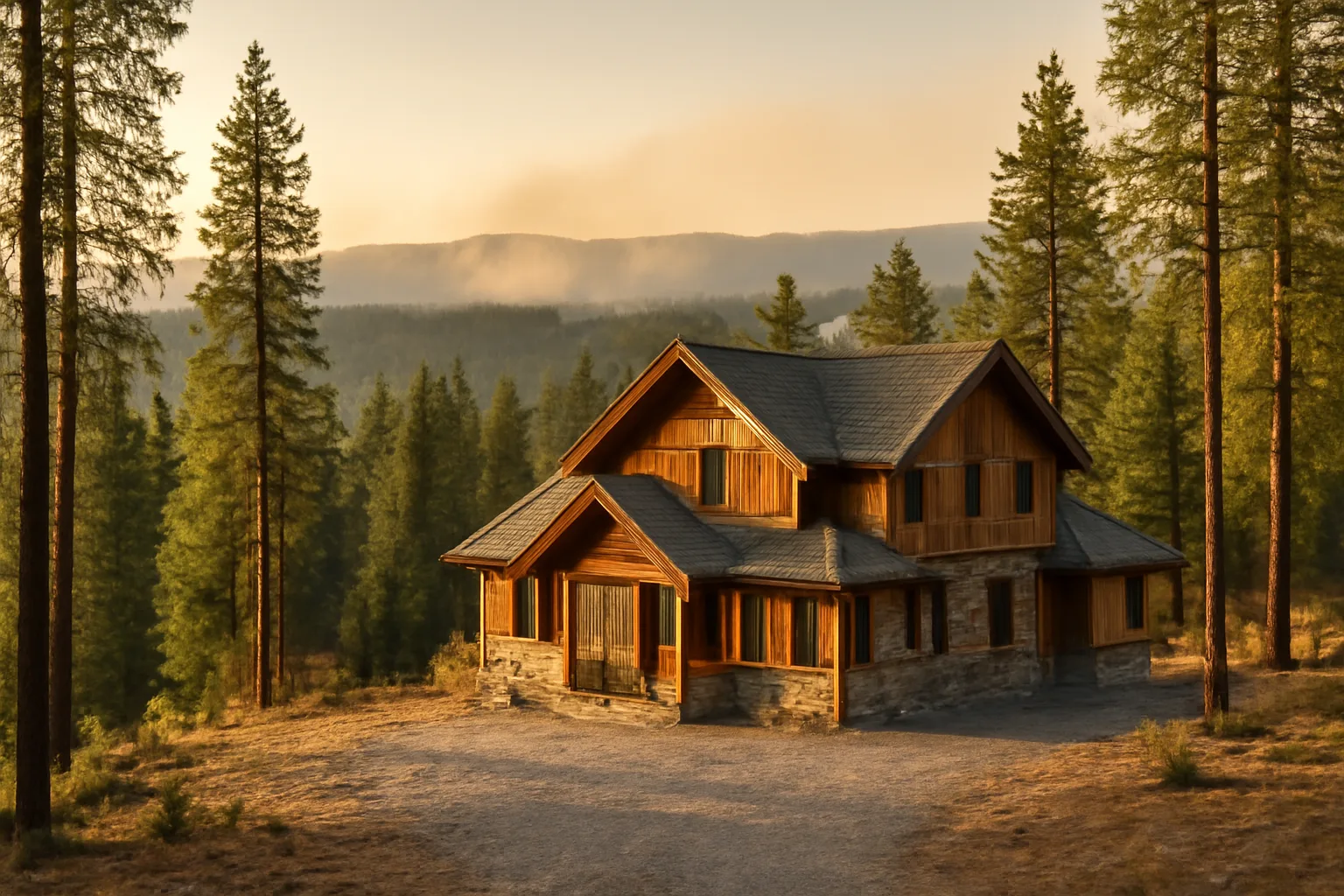 Mountain home with cleared defensible space and thinned forest near Eagle County Colorado fire terrain